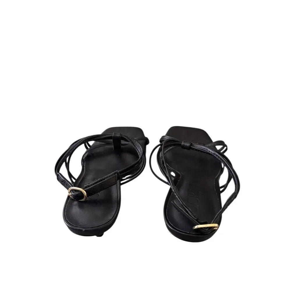 J.Crew Strappy kitten heel sandals in leather Black 5.5